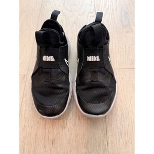 Nike Flex Runner 2 Kids Slip On Running Shoes Black White DJ6039-002